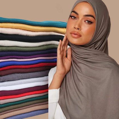 Hijab Premium Jersey – Écharpe en Coton Mercerisé, Extensible & Confortable