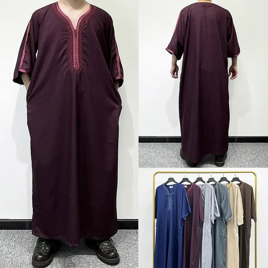 Thobe Dubaï Homme – Abaya Élégante, Couleur Unie, Qualité Premium