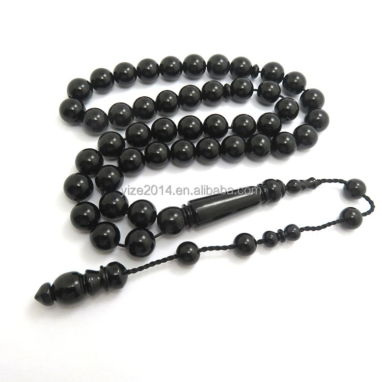 Chapelet Élégant – Perles Noires 10MM (51 Perles)