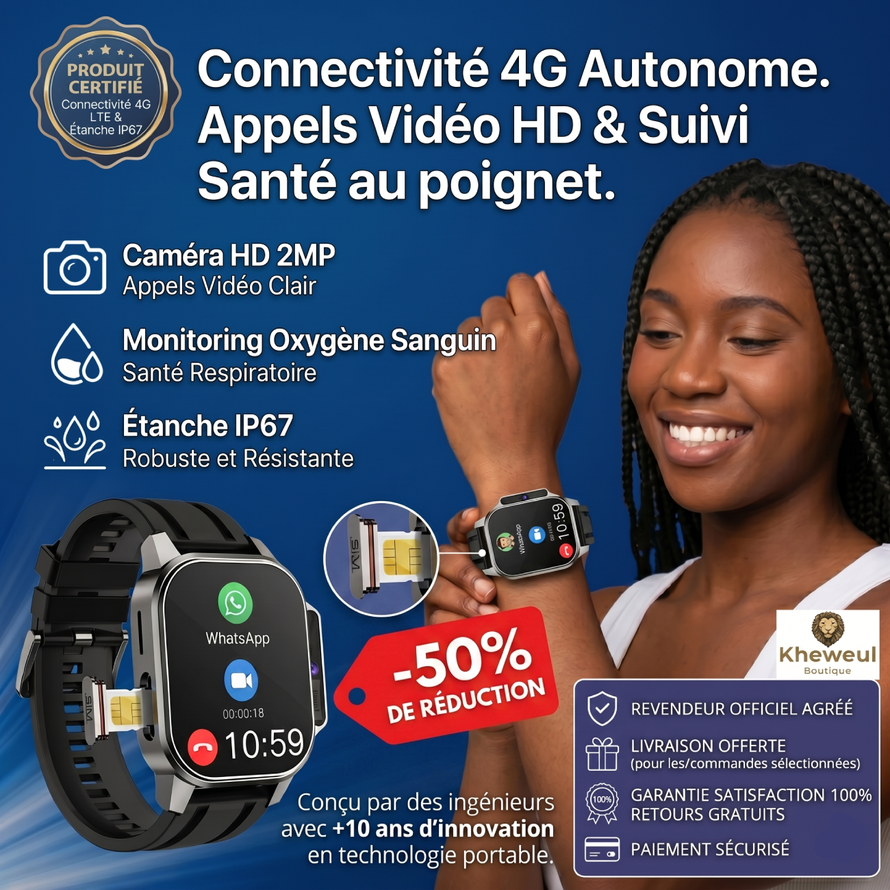 Montre Intelligente haut de gamme conçue pour les Sportifs et les Passionnés de Tech.