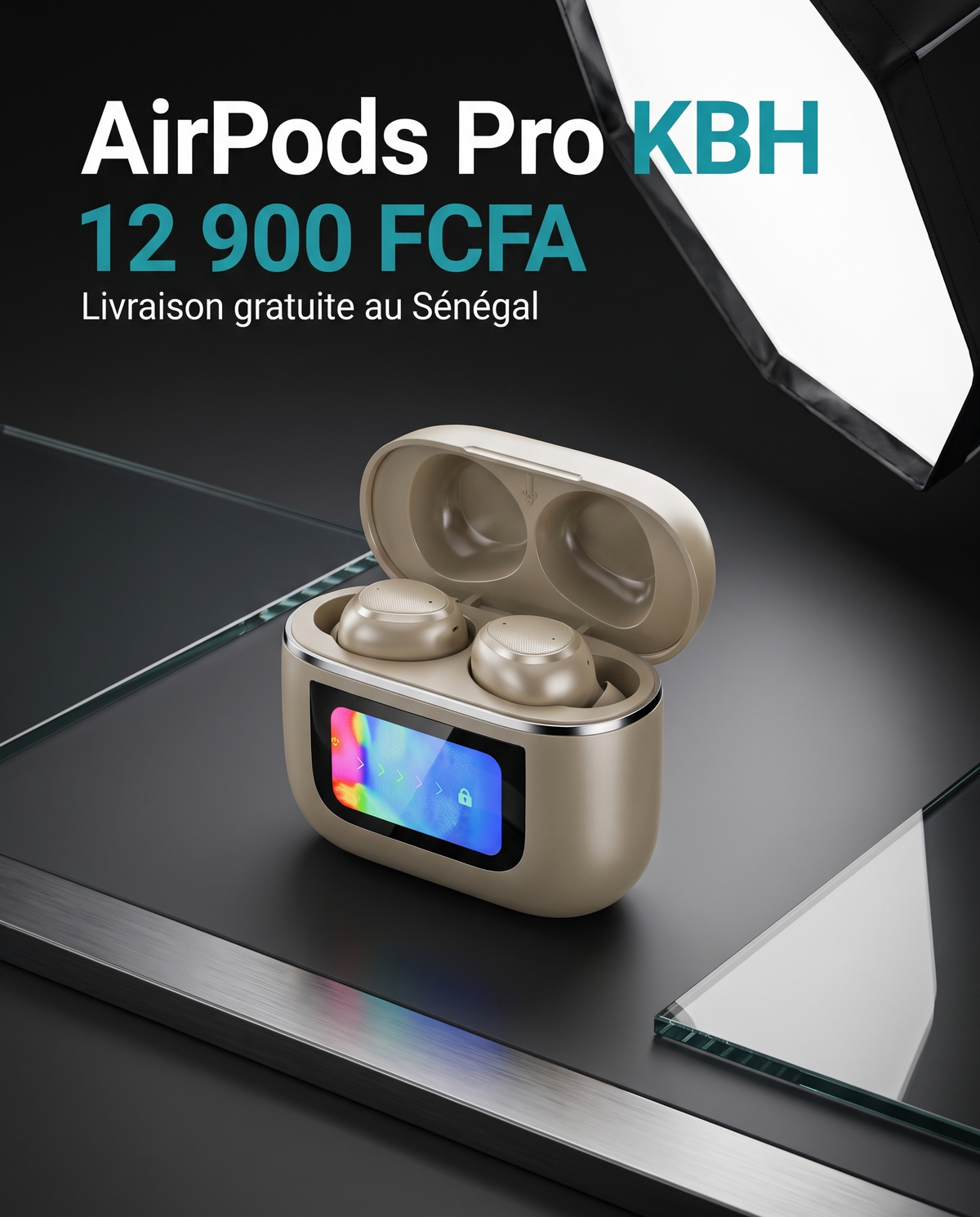 AirPods Pro KBH à 12 900 FCFA avec boîtier tactile
